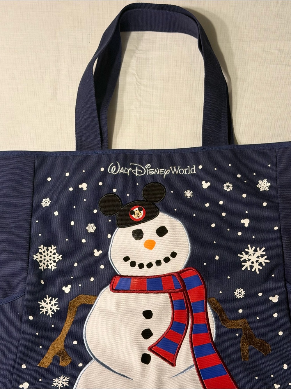 Disney Parks Navy and White Canvas Tote with Logo Tag